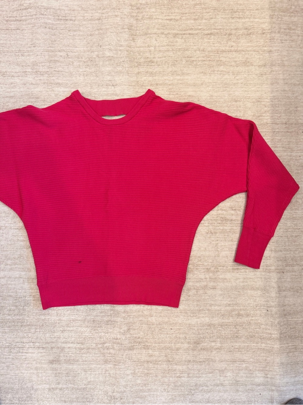 Express Ribbed Crewneck Sweater in Hot Pink